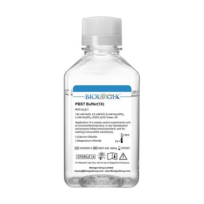 Biologix® PBST Buffer ( 1X ), pH7.4, Sterile, Low Endotoxin, 500mL/Bottle
