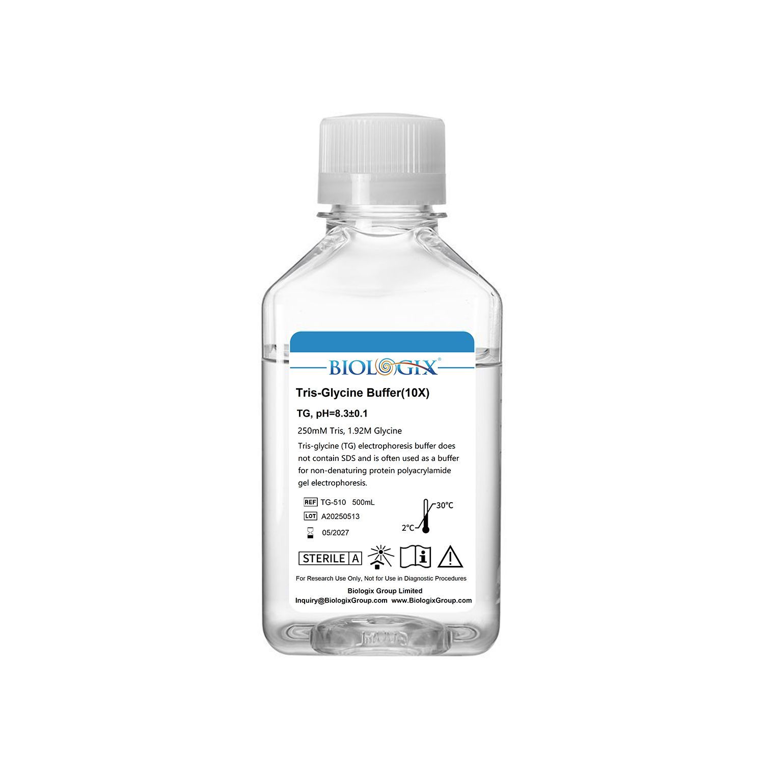 Biologix® TG (Tris-glycine) buffer ( 10X ), PH8.3, 500mL/ Bottle