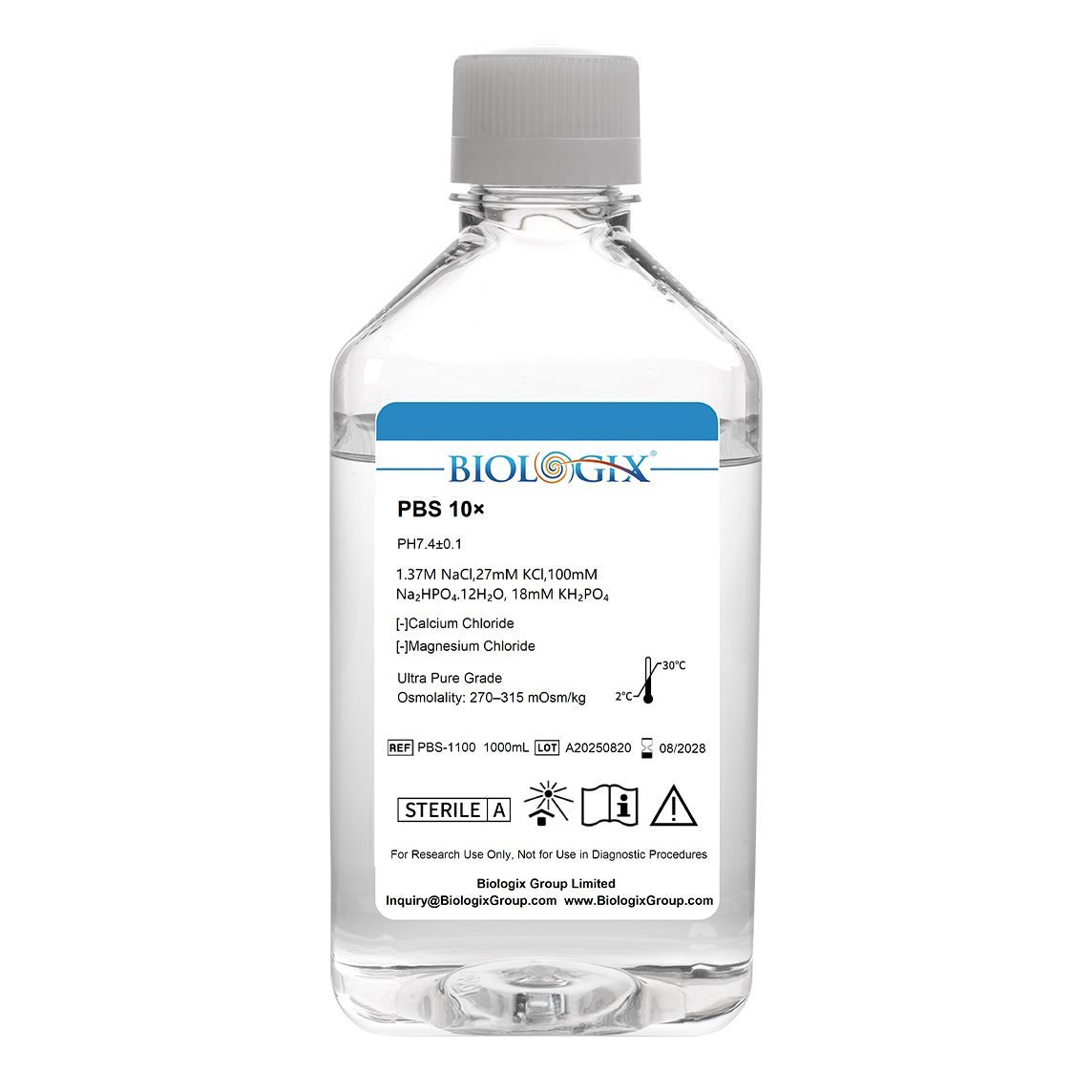 Biologix® PBS Buffer ( 10X ), pH7.4, Sterile, 1000mL/ Bottle