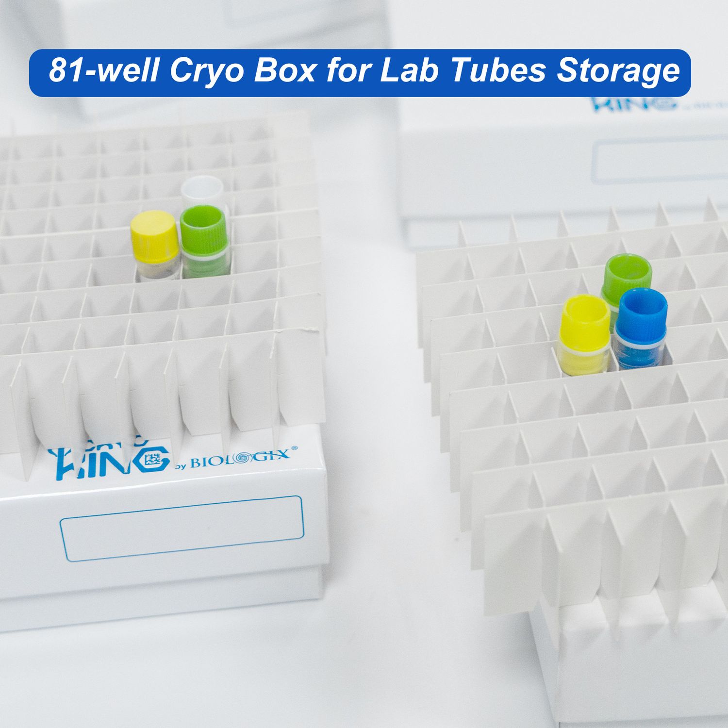 CryoKING® Premium Cardboard Cryogenic Boxes, 3 Inch, Glossy Coating, 5 Pieces/Pack, 20 Packs/Case, Well: 81-well