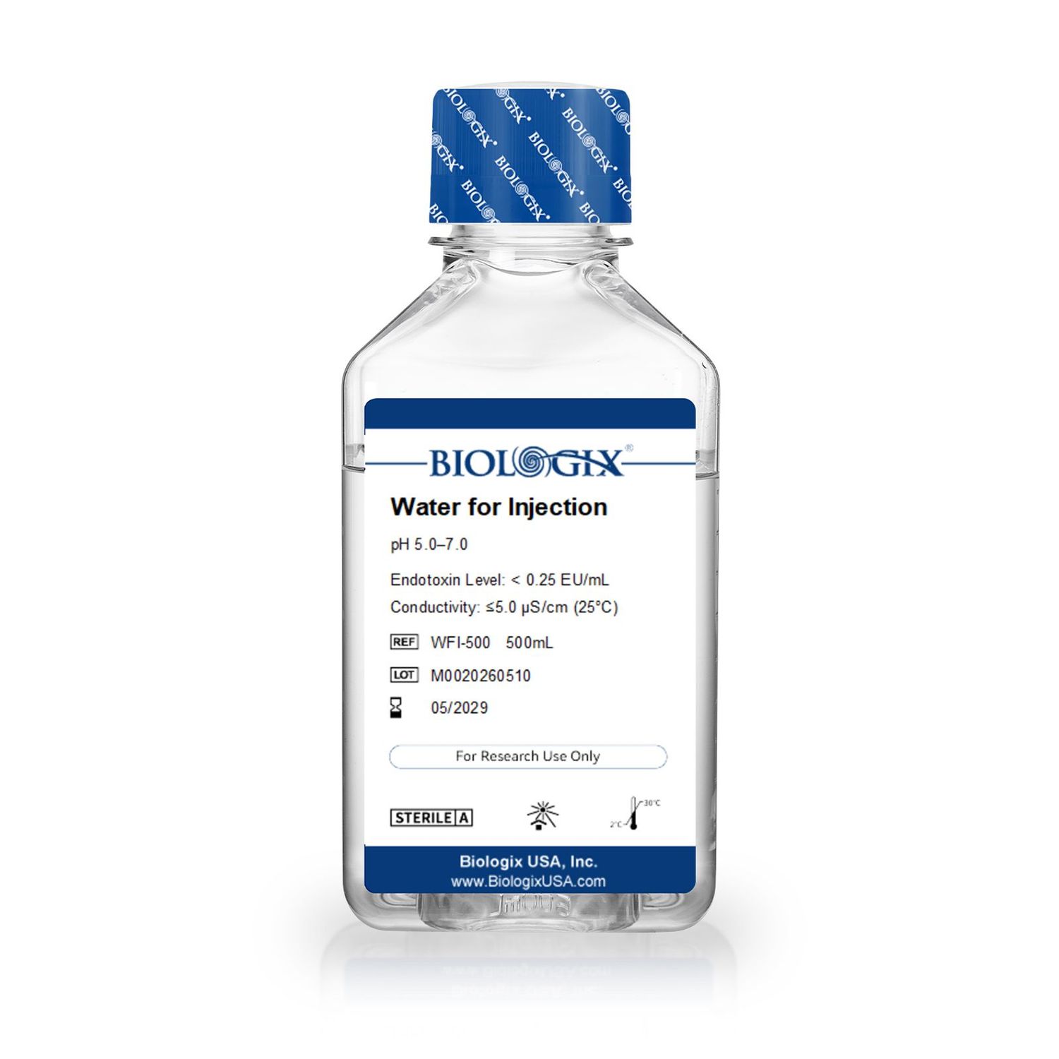 Biologix® Water for Injection(WFI), Sterile, 500mL/ Bottle