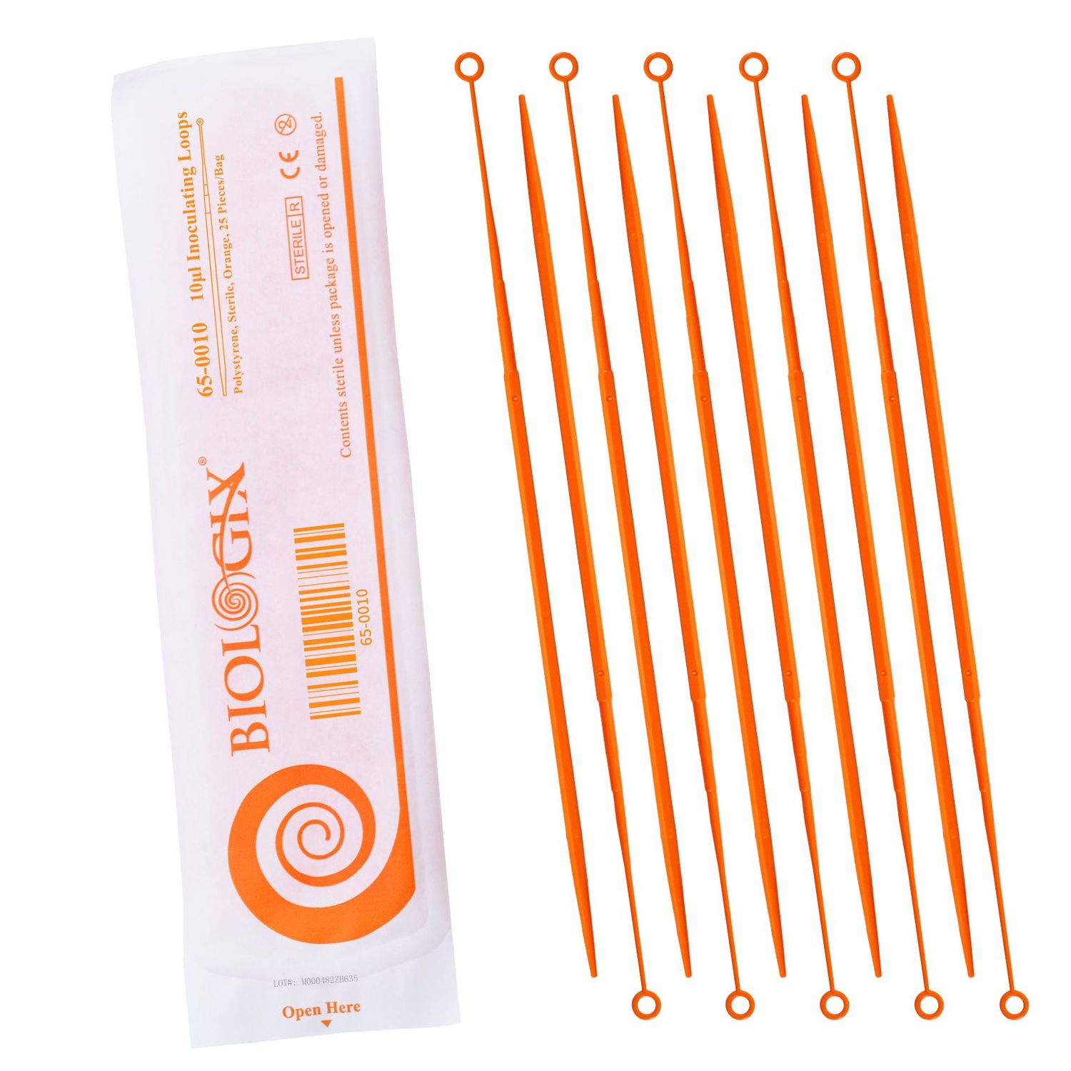 Biologix® Disposable Inoculating Loop, Sterile, polystyrene, 1μl/10μl, 25 Pcs/Bag, 40 Bags/Case