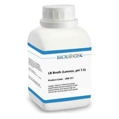 Biologix® LB Broth (Lennox), Low-Salt Version, Powder, 250g/Bottle