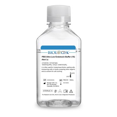 Biologix® PBS Buffer, 1X, pH7.4, Sterile, Ultra - low endotoxin, 500mL/Bottle