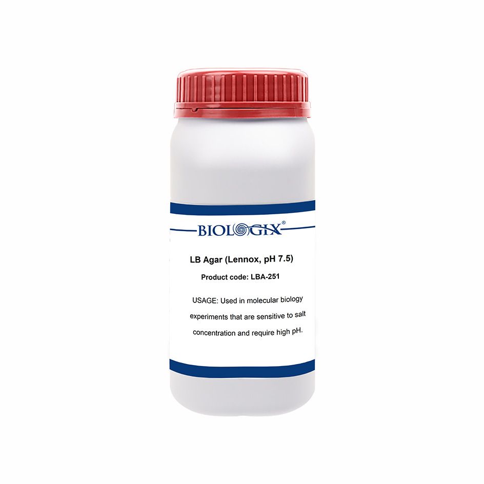 Biologix® LB Agar Medium, Low-Salt Version, Powder, Laboratory Grade with Tryptone, 250 g/Bottle