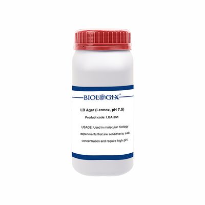 Biologix® LB Agar Medium, Low-Salt Version, Powder, Laboratory Grade with Tryptone, 250 g/Bottle