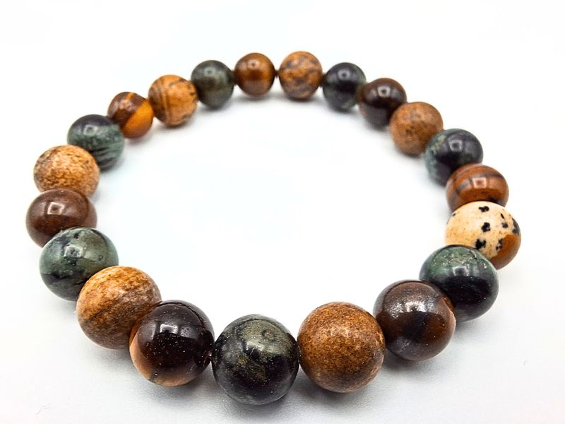 Armband Kambaba- Jaspis, Tigerauge, Bildjaspis