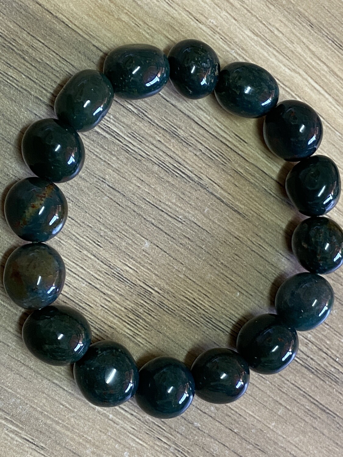 Bloodstone (Heliotrope) bead bracelet