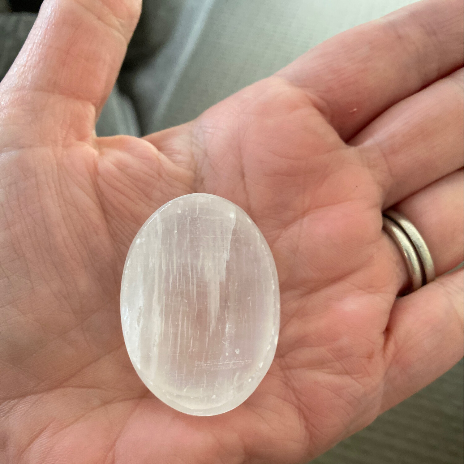 Selenite Worry Stone / Thumb stone /Meditation stone
