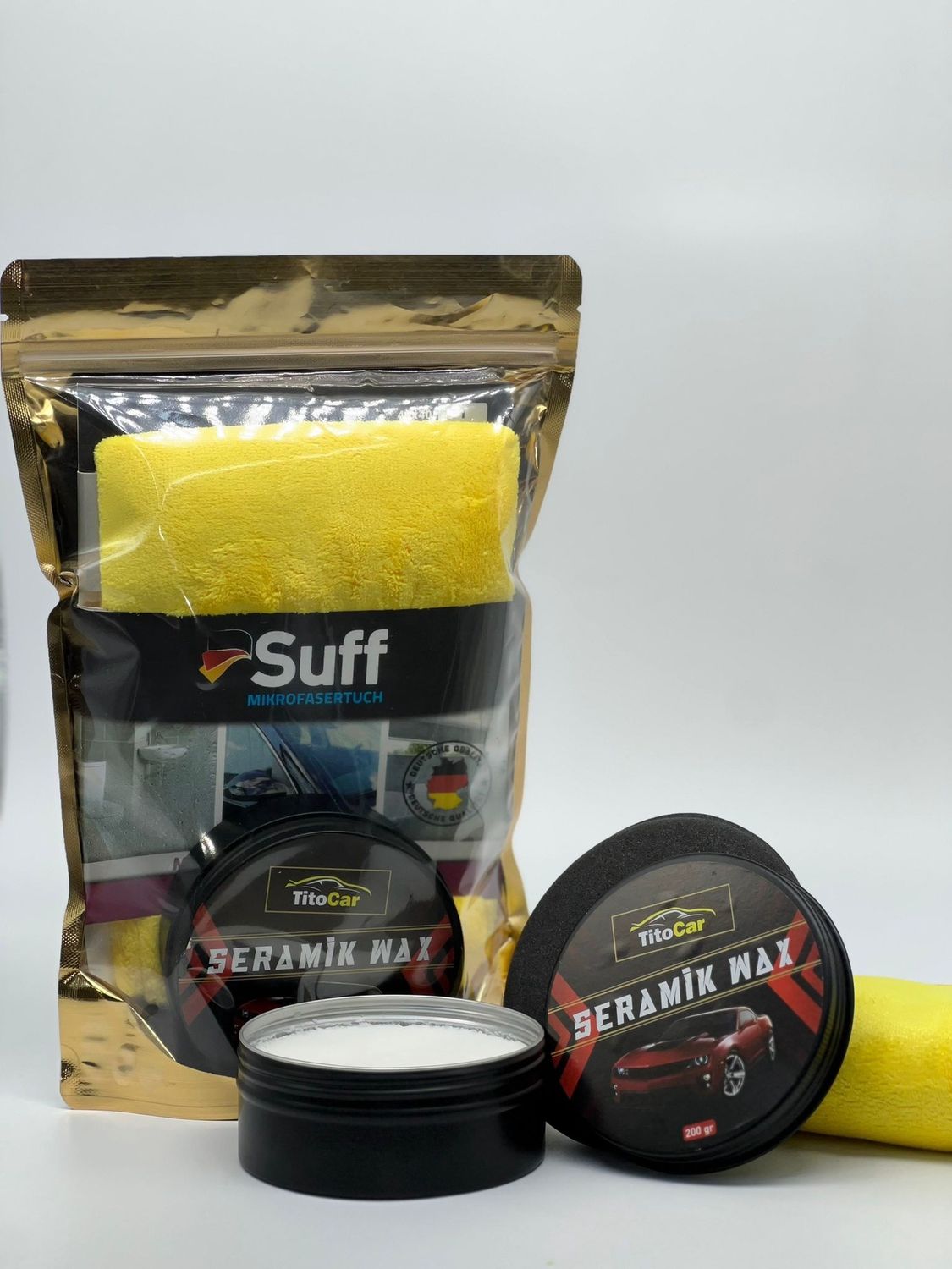 TitoCar Keramische Wax 200 gr met Microvezeldoek en Pad