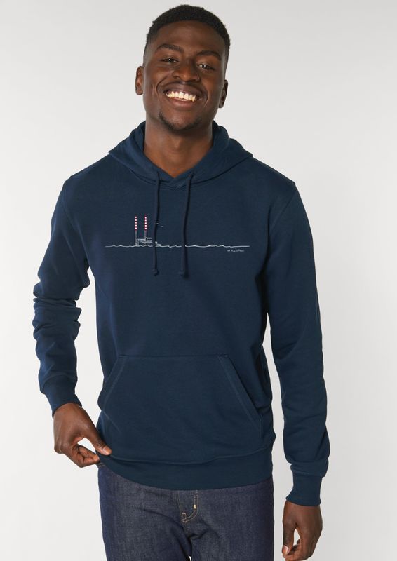 Pigeon House/Poolbeg Chimneys Hoodie(navy)-Organic cotton hoodie