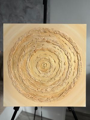 zloty-obraz-strukturalny-gwiezdne-wrota-50x50-beżowa-abstrakcja-3d-japandi-misart