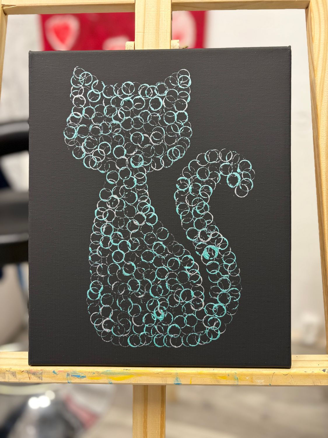 Obraz "Kotek" 25x30 srebrny/zielony metalik