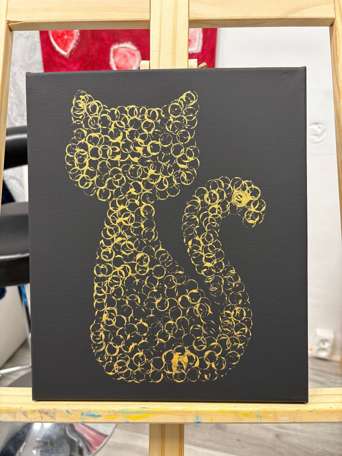 Obraz "Kotek" 25x30 złoty