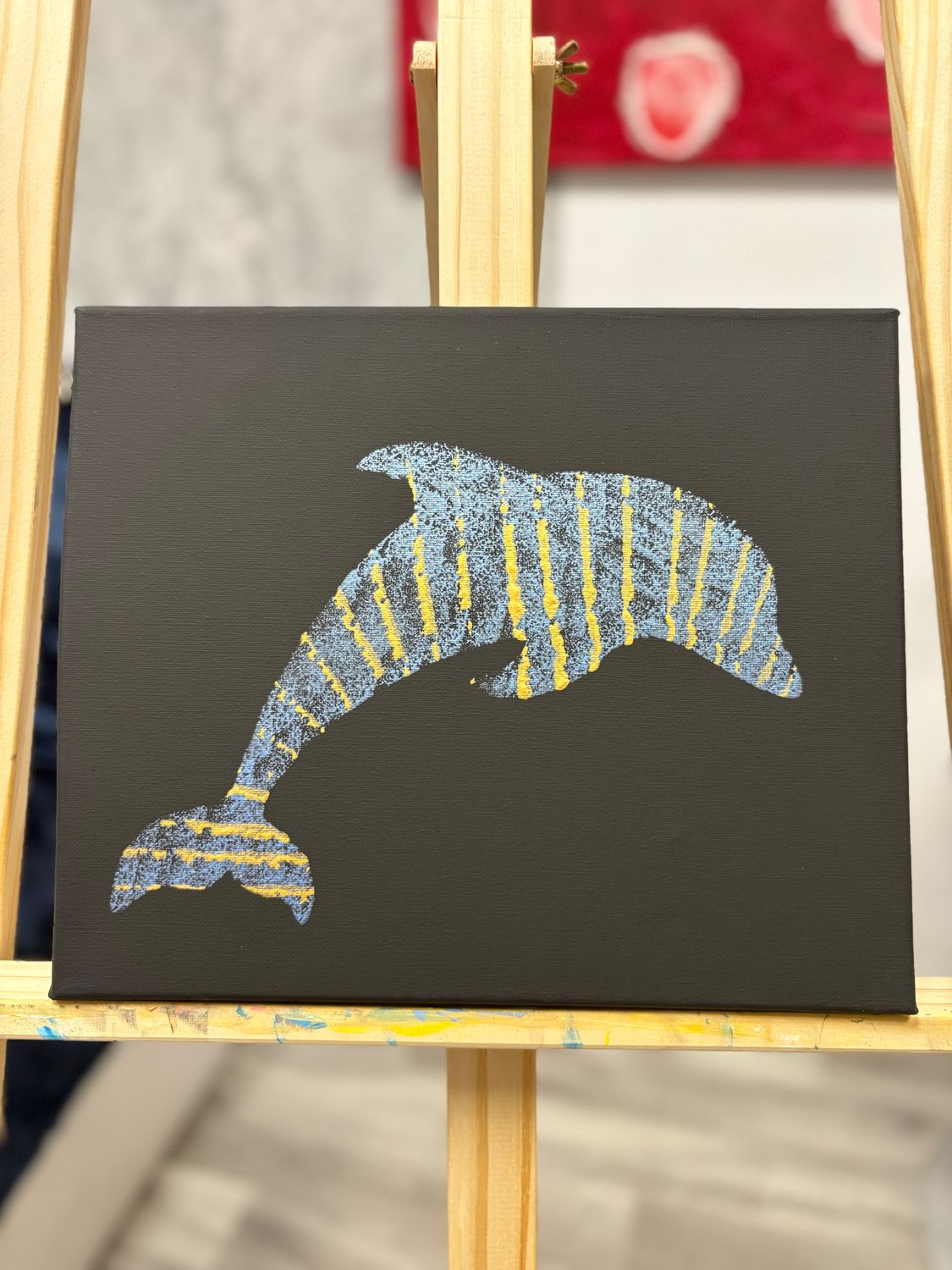 Obraz "Delfin" 25x30 niebieski metalik/złoty