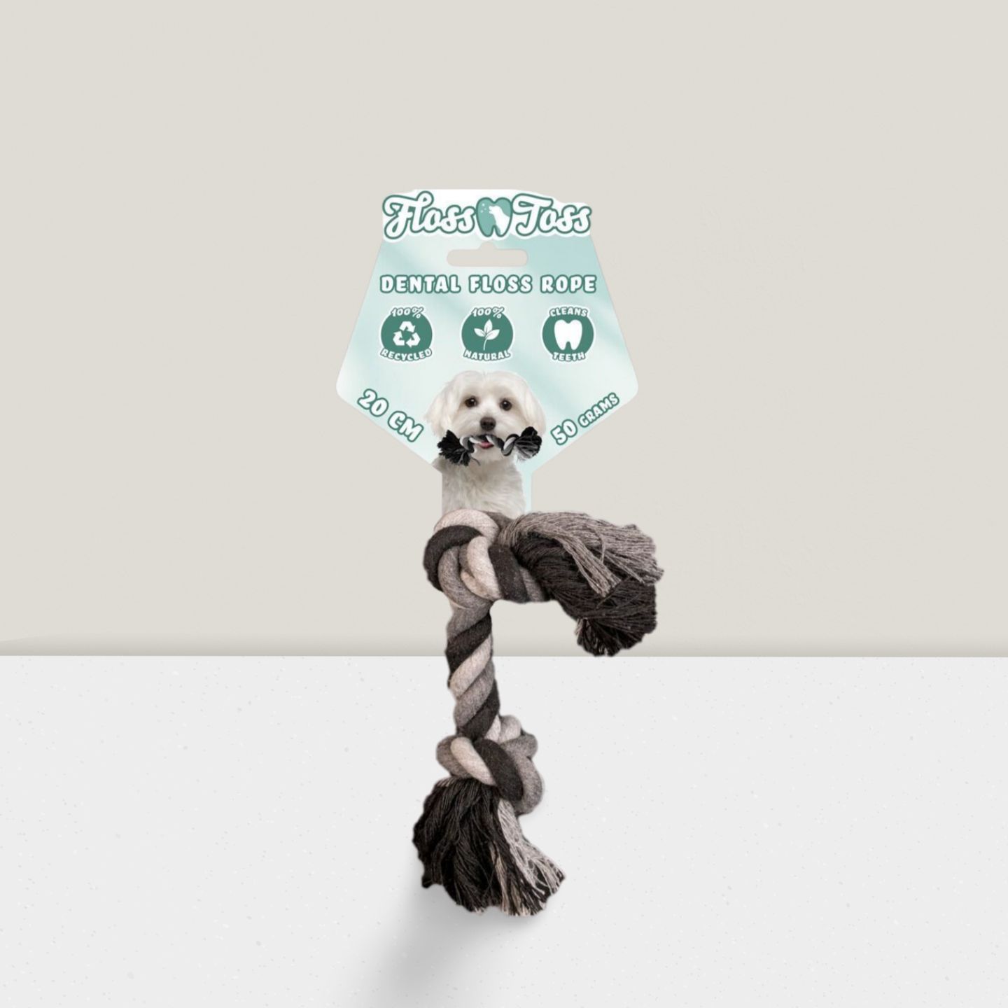 Floss Toss Dental Rope 2 Knot - 20 cm