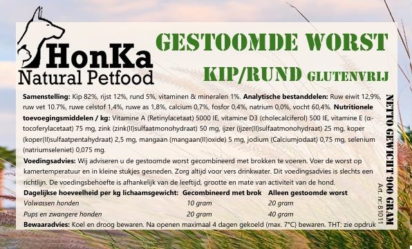 HonKa Gestoomde Worst Kip/Rund – 900 g