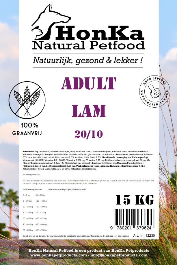 HonKa Natural Petfood® Koud Geperst Adult Lam 20/10