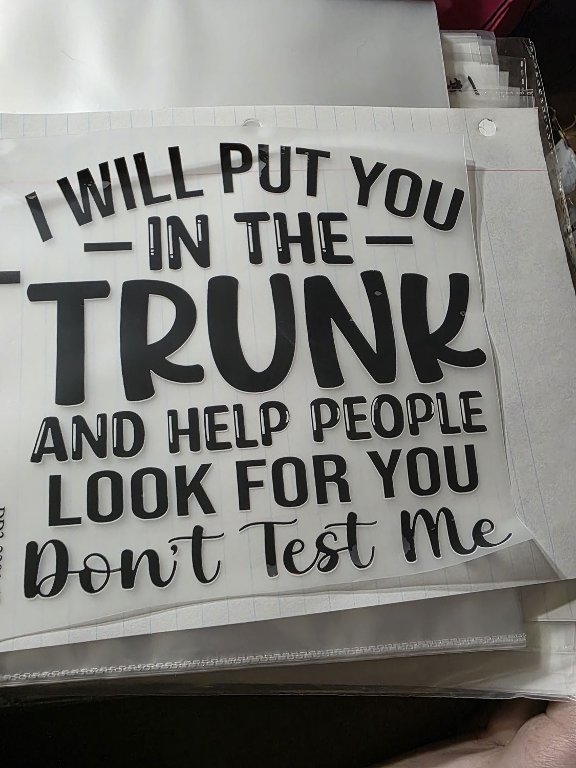 I will put you in the trunk