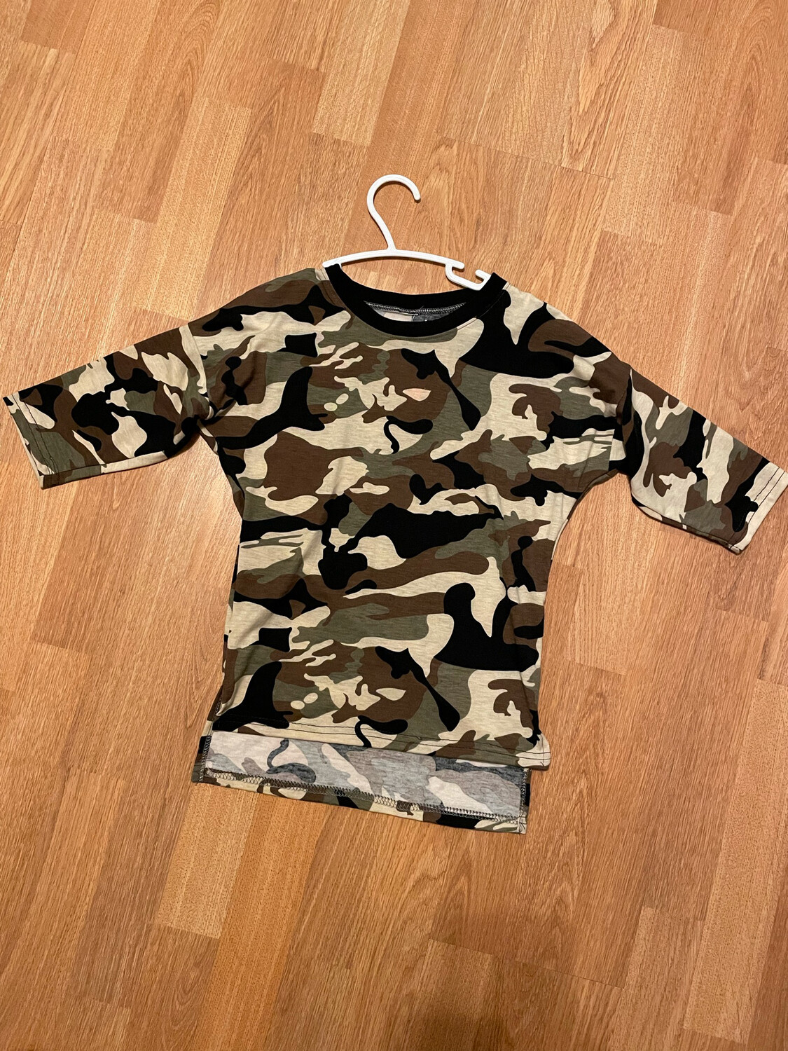 3/4 Sleeve Camo Shirt Dress