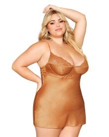 COPPER SATIN CHEMISE PLUS - Badd Kitty