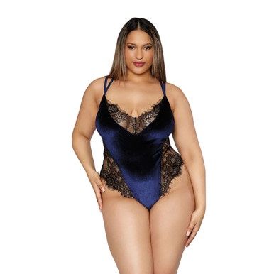 LACE VELVET TEDDY BLUE PLUS - Badd Kitty
