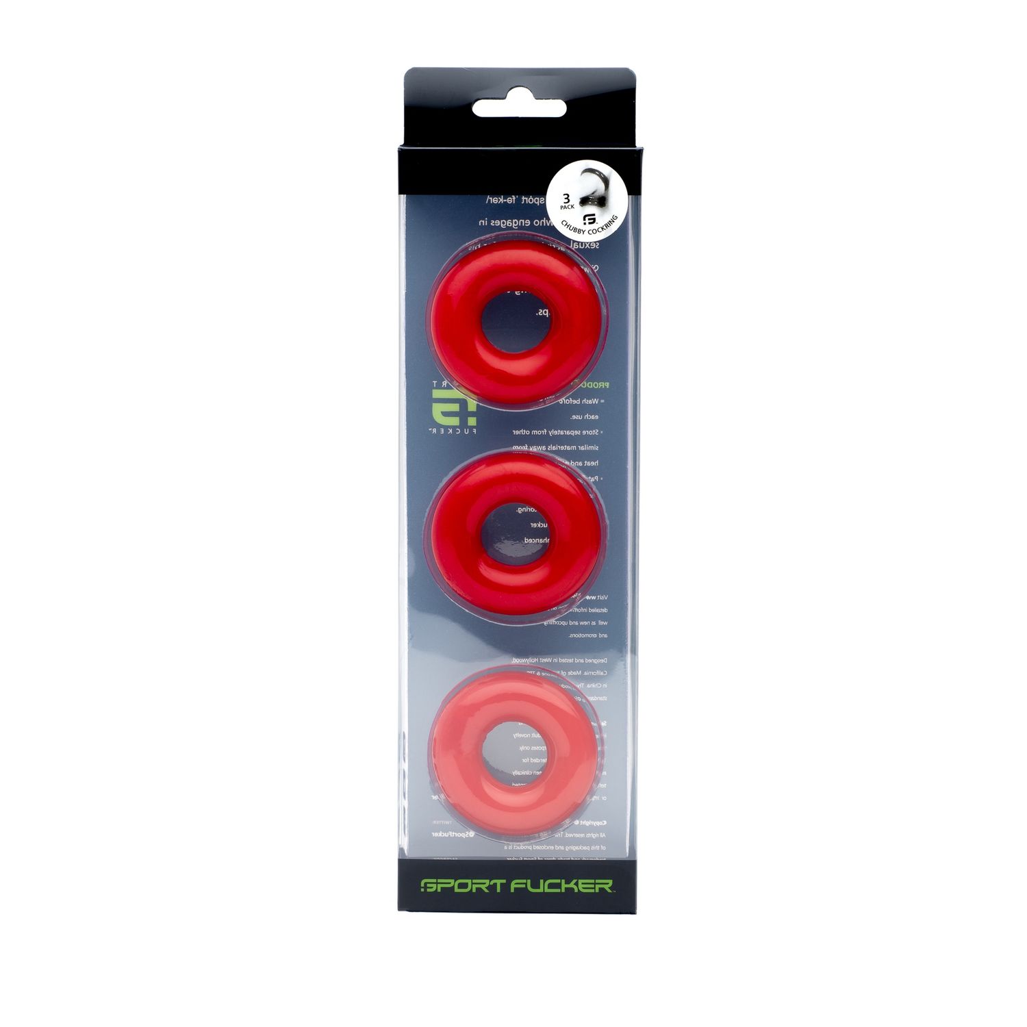 SPORT FUCKER RUBBER COCKRING 3PK, Color: RED