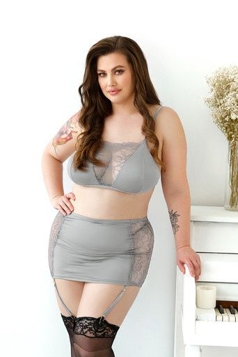 LAYNE 2PC SKIRT SET GREY PLUS
