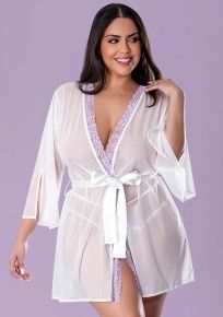 FLUTTER SLEEVE ROBE PLUS WHT