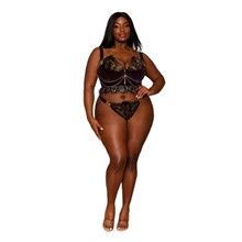 BUSTIER &amp; GSTRING BLACK PLUS