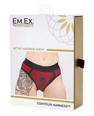 SPORTSHEETS EM EX CONTOUR HARNESS RED - Badd Kitty