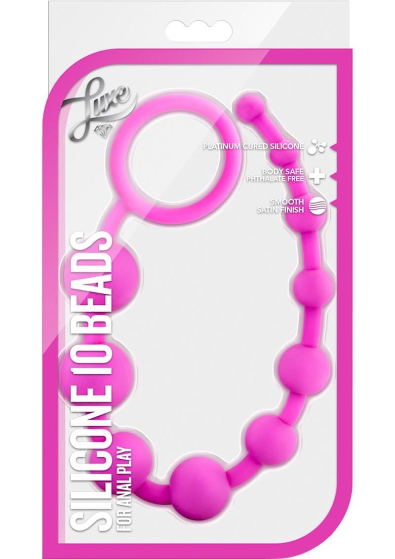 LUXE SILICONE 10 ANAL BEADS, Color: PINK