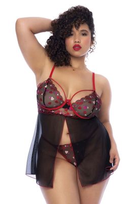 BABYDOLL BLACK/RED PLUS - Badd Kitty