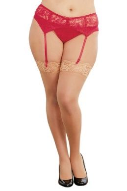 LACE GARTERBELT RED PLUS - Badd Kitty