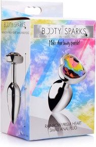 BOOTY SPARKS RAINBOW HEART GEM PLUG, Size: SMALL