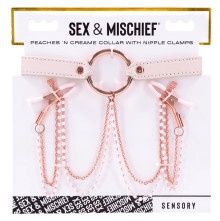 PEACHES N CREAM COLLAR W/NIPPLE CLAMPS