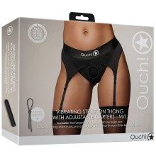 OUCH! VIBE HARNESS THONG W/ GARTERS, Size: XS/S