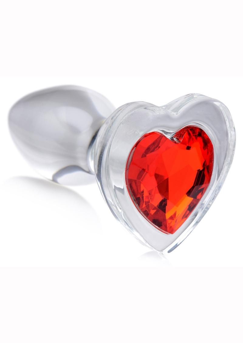 BOOTY SPARKS RED HEART GLASS PLUG, Size: SMALL