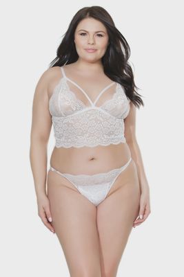 2PC CROTCHLESS PANTY SET WHT - Badd Kitty