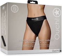 OUCH! VIBRATING STRAP ON OPEN BACK, Size: XS/S
