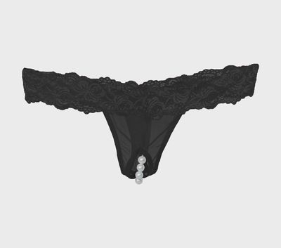 LACE CROTCHLESS PEARL PANTY PLUS - Badd Kitty
