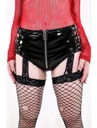 FETISH BUCKLED VINYL SHORTS