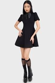 CHAPEL COLLAR DRESS, Size: X SMALL
