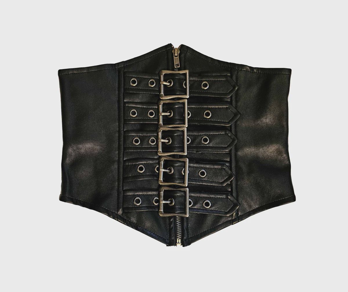 CLASSIC FETISH VINYL WAIST CINCHER BLK, Size: XSMALL