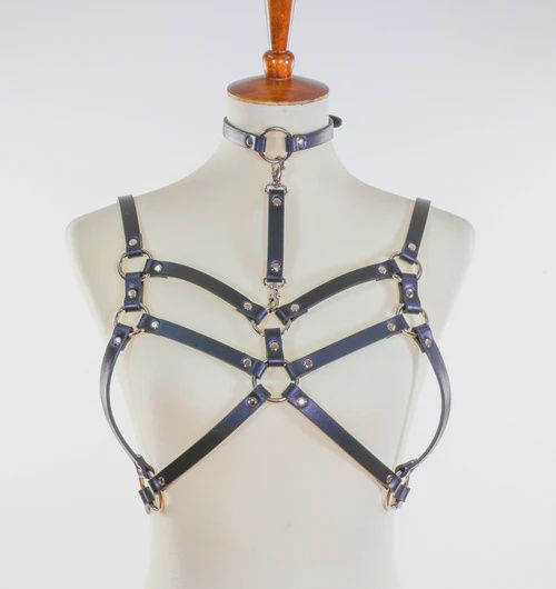 DOUBLE STRAP BRA HARNESS WITH CHOKER