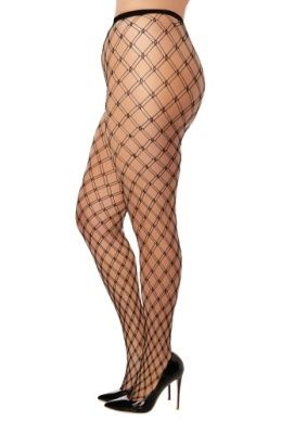 DBL FENCENET PANTYHOSE BLK PLUS - Badd Kitty