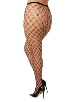 DBL FENCENET PANTYHOSE BLK PLUS - Badd Kitty