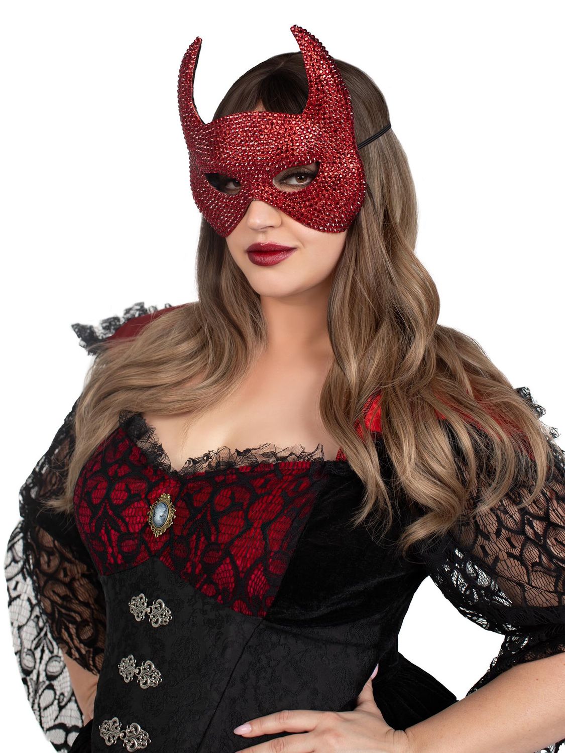 RHINESTONE DEVIL MASK