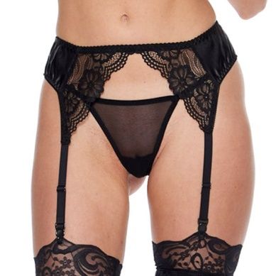 LACE &amp; SATIN GARTER BELT - Badd Kitty