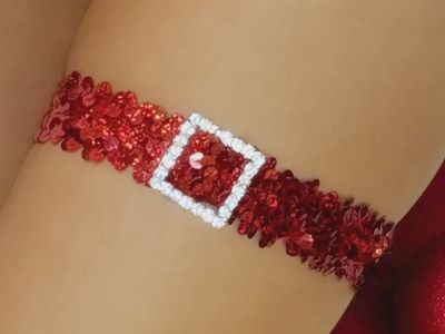 SEQUIN GARTER W/ RHINESTONE BUCKLE - Badd Kitty